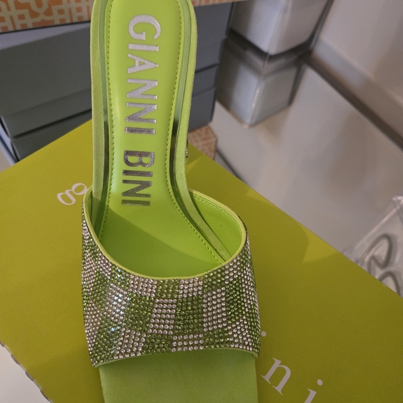 Gianni Bini Shoes - Gianni Bini Lime Green Crystal Slide Sandal